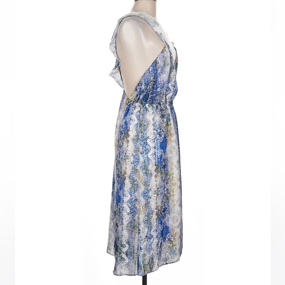 Tularosa Revolve Willa Hi-lo Surplice Neck dress blue scarf watercolor Medium - Picture 4 of 7